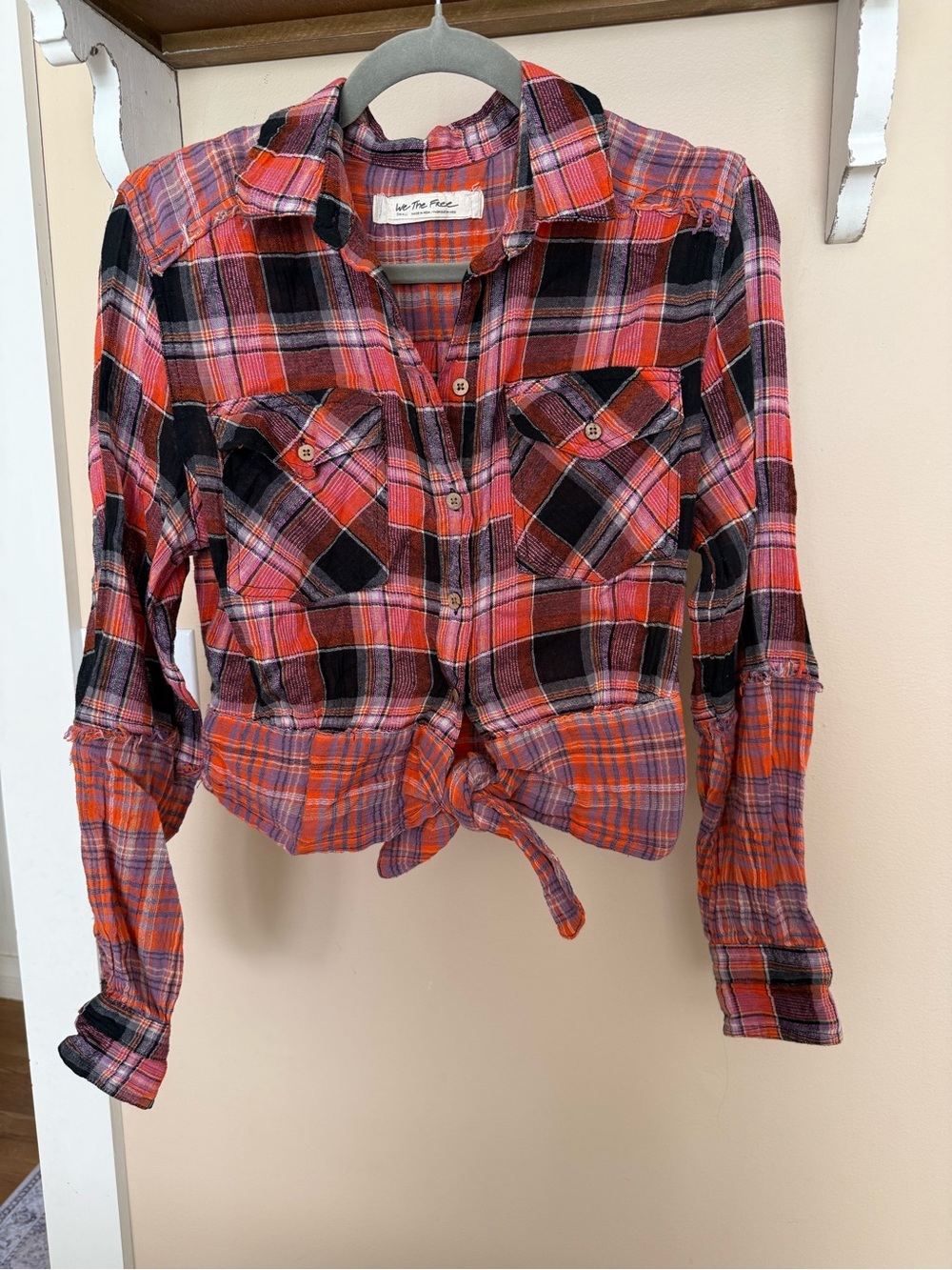 We The Free Plaid Tie Front Top - Picture 4 of 6